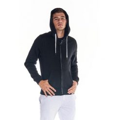 Męska bluza z kapturem i zamkiem błyskawicznym na całej długości Heavy Basic. Czarne bluzy z kapturem męskie LEONE 1947 APPAREL, l, bez wzorów, z tkaniny, z kapturem. W wyprzedaży za 223.60 zł.