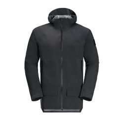 Kurtka przeciwdeszczowa męska Jack Wolfskin Goldgewann Parka. Czarne parki męskie Jack Wolfskin, m, bez wzorów, bez kaptura. Za 589.99 zł.