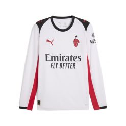 Męska koszulka wyjazdowa z długim rękawem AC Milan 25/26 PUMA. Białe koszulki męskie z długim rękawem Puma, m, bez wzorów, sportowe, bez kołnierzyka, bez ramiączek. Za 479.00 zł.