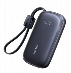 Powerbank Baseus EnerFill FC21 QPow3 Ultra 10000mAh 22.5W z wyświetlaczem cyfrowym i odłączanym kablem - czarny. Czarne powerbanki Baseus. Za 95.38 zł.