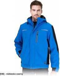 Kurtka ochronna ocieplana męska trójwarstwowa tkanina softshell kaptur odsuwany na troczki odblaskowe elementy pikowana podszewka LH-TORNADO XL. Brązowe kurtki męskie Reis, m, bez wzorów, z softshellu, bez kaptura. Za 259.70 zł.