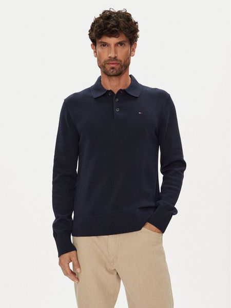 Tommy Jeans Sweter Essential DM0DM20304 Granatowy Slim Fit. Niebieskie kardigany męskie Tommy Jeans, bez wzorów, z bawełny, bez kołnierzyka, bez ramiączek. Za 299.99 zł.