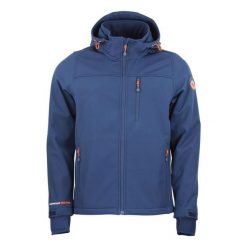 Kurtka softshell z kapturem Peak Mountain Claude. Niebieskie kurtki męskie Peak Mountain, bez wzorów, z softshellu, sportowe, bez ramiączek, z kapturem. W wyprzedaży za 324.00 zł.