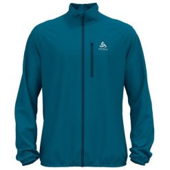 Kurtka tech. męska Odlo Jacket ZEROWEIGHT. Niebieskie kurtki męskie Odlo, m, bez wzorów, sportowe, bez ramiączek, bez kaptura. W wyprzedaży za 384.40 zł.