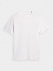 4F T-shirt regular gładki męski - biały XXL. Białe t-shirty męskie 4f, m, bez wzorów, z bawełny, bez kołnierzyka, bez ramiączek. Za 79.99 zł.