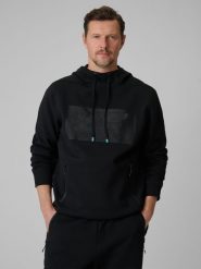 4F Bluza dresowa regular z kapturem męska - czarna L. Czarne bluzy z kapturem męskie 4f, l, bez wzorów, z bawełny, z kapturem. Za 199.99 zł.