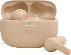 Słuchawki JBL Wave Beam beżowe. Brązowe słuchawki bluetooth JBL. Za 314.99 zł.
