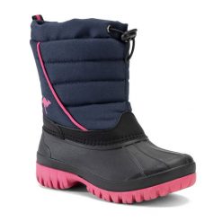 Śniegowce juniorskie KangaROOS K-Ben. Niebieskie buty zimowe męskie Kangaroos, na zimę, bez wzorów, bez obcasa, bez zapięcia. Za 149.99 zł.