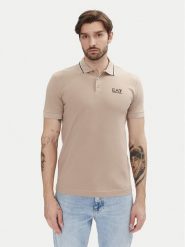 EA7 Emporio Armani Polo 8NPF16 PJVUZ U6155 Beżowy Slim Fit. Brązowe koszulki polo męskie EA7 Emporio Armani, m, bez wzorów, z bawełny, bez kołnierzyka, bez ramiączek. Za 219.99 zł.