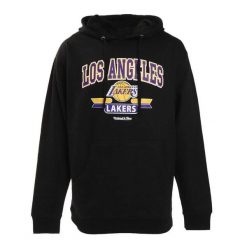 Bluza z kapturem Los Angeles Lakers. Czarne bluzy nierozpinane męskie Mitchell & Ness, bez wzorów, eleganckie, bez ramiączek, z kapturem. Za 338.00 zł.