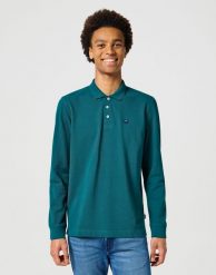 WRANGLER MĘSKA KOSZULKA WRANGLER LS POLO DEEP TEAL 112355058. Koszulki polo męskie Wrangler, m, bez wzorów, bez kołnierzyka, bez ramiączek. Za 89.99 zł.
