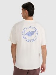 4F T-shirt oversize z nadrukiem męski - beżowy XXL. Brązowe t-shirty męskie 4f, m, bez wzorów, z bawełny, bez kołnierzyka, bez ramiączek. Za 69.99 zł.