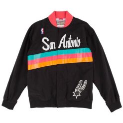 Kurtka z dresu San Antonio Spurs NBA Warm Up 94-95. Czarne kurtki męskie Mitchell & Ness, bez wzorów, z dresówki, sportowe, bez ramiączek, bez kaptura. Za 876.00 zł.