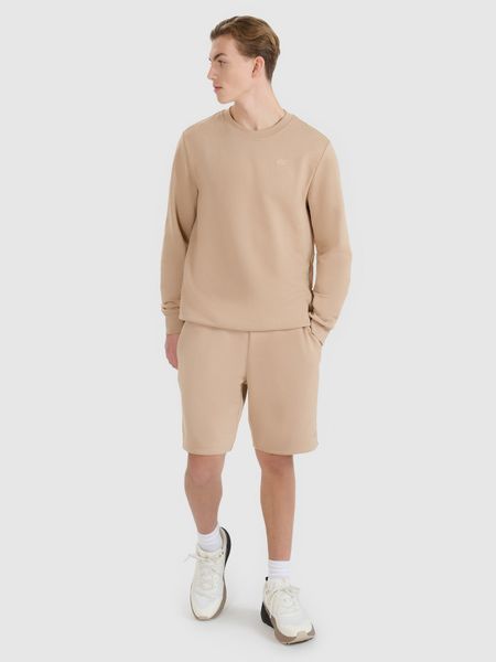 4F Spodenki dresowe męskie - beżowe XL. Brązowe szorty męskie 4f, bez wzorów, z bawełny, sportowe. W wyprzedaży za 59.99 zł.