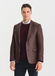 PAKO LORENTE – Brązowa marynarka w drobną kratę. Brązowe marynarki męskie Pako Lorente, m, bez wzorów, z elastanu. Za 799.99 zł.