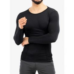 Bluza termoaktywna męska Brubeck Comfort Wool LS. Czarne bielizna termoaktywna męska Brubeck, m, bez wzorów, bez ramiączek. Za 155.99 zł.