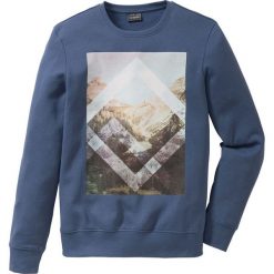 Bluza dresowa Slim Fit bonprix niebieski dżins. Bluzy nierozpinane męskie marki bonprix. Za 34.99 zł.