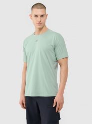 4F Koszulka rowerowa szybkoschnąca męska - zielona L. Niebieskie t-shirty męskie 4f, l, bez wzorów, z dzianiny, bez kołnierzyka, bez ramiączek. W wyprzedaży za 119.99 zł.