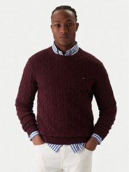 Tommy Hilfiger Sweter MW0MW33132 Bordowy Regular Fit. Czerwone kardigany męskie Tommy Hilfiger, m, bez wzorów, z bawełny, bez ramiączek. Za 599.99 zł.