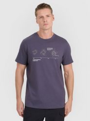 4F T-shirt regular z nadrukiem męski - szary L. Szare t-shirty męskie 4f, l, bez wzorów, z bawełny, bez kołnierzyka, bez ramiączek. Za 59.99 zł.