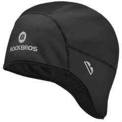 Czapka rowerowa zimowa dla dorosłych Rockbros YPP044 z otworami na okulary. Czarne czapki męskie ROCKBROS, na zimę, bez wzorów, sportowe. Za 49.90 zł.
