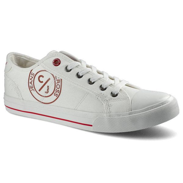 Białe Trampki Cross Jeans Męskie Sznurowane Buty. Białe trampki męskie Cross Jeans, bez wzorów, z gumy, klasyczne, bez zapięcia. Za 89.00 zł.