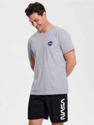 Bawełniana piżama dwuczęściowa NASA - wielobarwny. Piżamy męskie Sinsay, l, bez wzorów, z bawełny, bez kołnierzyka, bez ramiączek. Za 49.99 zł.