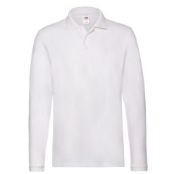 Męska Gładka Koszulka Polo Premium Z Długim Rękawem. Białe koszulki polo męskie Fruit of the Loom, m, bez wzorów, bez kołnierzyka, bez ramiączek. Za 68.99 zł.