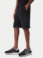 EA7 Emporio Armani Szorty sportowe 7M001491 AF17787 UC001 Czarny Regular Fit. Czarne szorty sportowe męskie EA7 Emporio Armani, bez wzorów, z bawełny, sportowe. Za 449.99 zł.