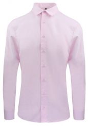 Delikatnie Wyszczuplana (Slim) Męska Koszula - Lanier - Różowa. Czerwone koszule męskie Lanier, m, bez wzorów, z bawełny, bez kołnierzyka, bez ramiączek. Za 175.00 zł.