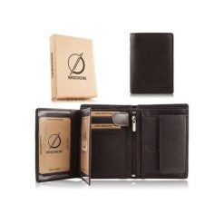 Portfel męski skórzany klasyczny brązowy RFID Brodrene G-106MN/BR. Brązowe portfele męskie bez wzorów, z materiału. Za 37.99 zł.