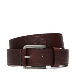Pasek Męski Pepe Jeans. Brązowe paski męskie Pepe Jeans, bez wzorów, z jeansu. Za 179.99 zł.
