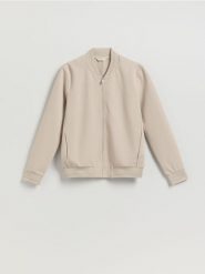 Bluza bomberka - beżowy. Brązowe bluzy nierozpinane męskie Reserved, l, bez wzorów, z bawełny, bez ramiączek, bez kaptura. Za 119.99 zł.