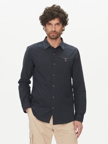 Aeronautica Militare Koszula 251CA1266CT3531 Granatowy Regular Fit. Niebieskie koszule męskie Aeronautica Militare, l, bez wzorów, z bawełny, bez kołnierzyka, bez ramiączek. Za 269.99 zł.