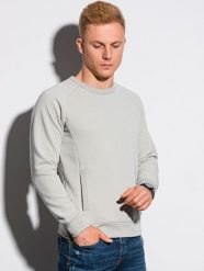 Ombre Bluza męska bez kaptura B1156 - jasnoszara XXL. Szare bluzy nierozpinane męskie Ombre, m, bez wzorów, bez ramiączek, bez kaptura. Za 49.99 zł.