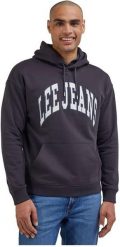 LEE VARSITY HOODIE MĘSKA BLUZA Z KAPTUREM LOGO WASHED BLACK LL80RFON. Czarne bluzy nierozpinane męskie Lee, l, bez wzorów, z bawełny, bez ramiączek, z kapturem. Za 179.99 zł.