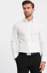 Ombre Klasyczna męska bawełniana koszula SLIM FIT w kotwice - biała V3 OM-SHCS-0156 XL. Białe koszule męskie Ombre, m, bez wzorów, z bawełny, bez kołnierzyka, bez ramiączek. Za 139.99 zł.