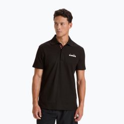 Koszulka polo męska Diadora Statement nero. Czarne koszulki polo męskie Diadora, m, bez wzorów, sportowe, bez kołnierzyka, bez ramiączek. Za 69.99 zł.
