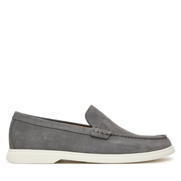 Mokasyny BOSS. Szare mokasyny męskie Boss, bez zapięcia. Za 469.99 zł.