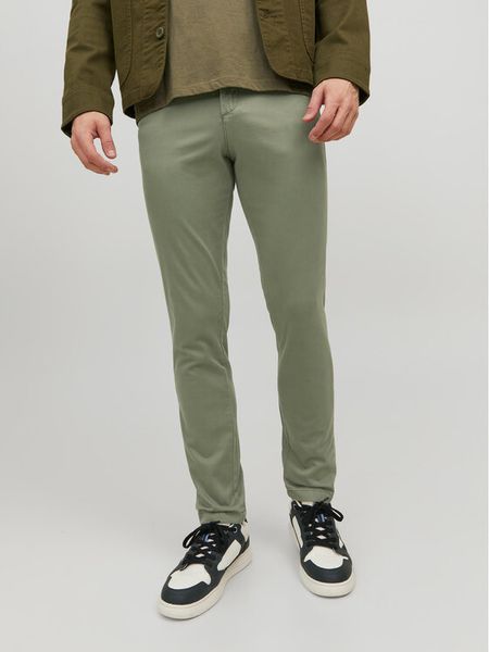Jack & Jones Chinosy Marco 12150148 Zielony Slim Fit. Zielone eleganckie spodnie męskie Jack & Jones, bez wzorów, z bawełny. Za 139.99 zł.