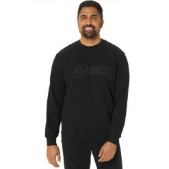 Bluza z okrągłym dekoltem Asics. Czarne bluzy z kapturem męskie Asics, m, bez wzorów, z kapturem. Za 257.50 zł.