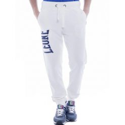 Bluza z bawełna z sznurek regulacyjny na co dzień. Białe spodnie na co dzień męskie LEONE 1947 APPAREL, bez wzorów, z bawełny, sportowe. W wyprzedaży za 115.94 zł.