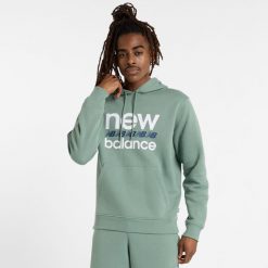 Bluza męska New Balance MT51941DKJ – zielona. Zielone bluzy nierozpinane męskie New Balance, m, z aplikacjami, z bawełny, klasyczne, bez ramiączek, z kapturem. Za 249.99 zł.
