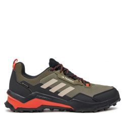 Trekkingi adidas. Zielone buty trekkingowe męskie ADIDAS, bez wzorów, z gore-texu, sportowe, bez obcasa, bez zapięcia. Za 459.99 zł.