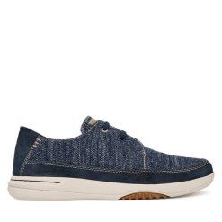 Półbuty Clarks. Niebieskie codzienne półbuty męskie Clarks, bez wzorów, bez obcasa, bez zapięcia. Za 389.99 zł.