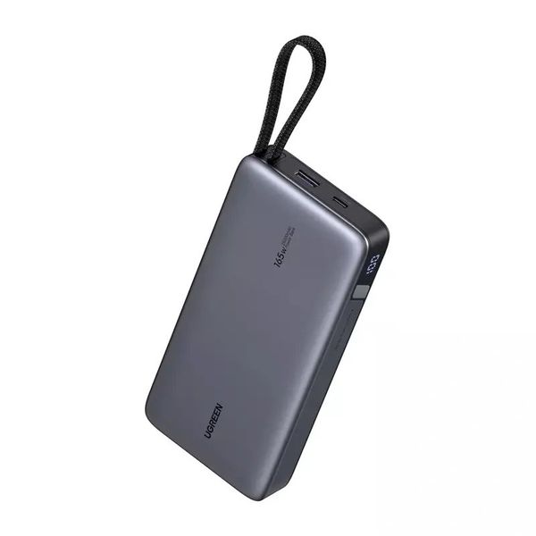 Powerbank 25000mAh Ugreen PB552, 165W, USB-A, USB-C + wbudowany kabel (szary). Szare powerbanki UGREEN. Za 263.55 zł.
