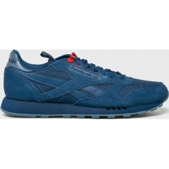 Reebok Classic - Buty Cl Leather Mu. Niebieskie buty sportowe na co dzień męskie Reebok Classic, bez wzorów, z gumy, sportowe, bez ramiączek, bez kaptura. W wyprzedaży za 319.90 zł.