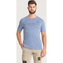 T-SHIRT Aeronautica Militare. Niebieskie t-shirty męskie Aeronautica Militare, l, bez wzorów, z bawełny, bez kołnierzyka, bez ramiączek. Za 289.00 zł.