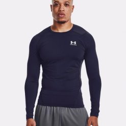 Koszulka fitness męska Under Armour HG Armour Comp z długim rękawem. Niebieskie bielizna termoaktywna męska Under Armour, m, bez wzorów, bez ramiączek, do biegania. Za 109.99 zł.