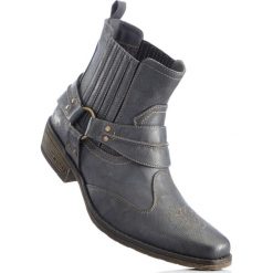 Kozaki kowbojki Mustang bonprix szary. Szare buty zimowe męskie bonprix, z haftami. Za 169.99 zł.